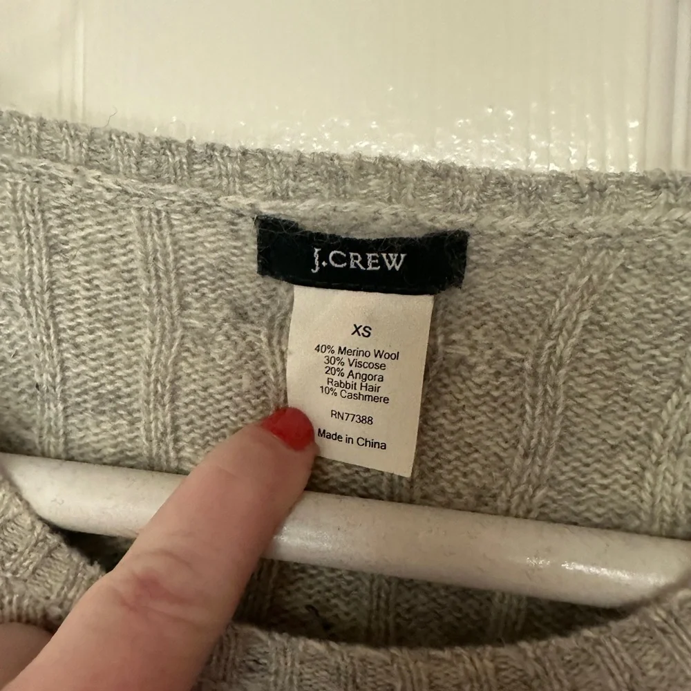 J. Crew Light Gray Cable Knit Sweater - Size XS